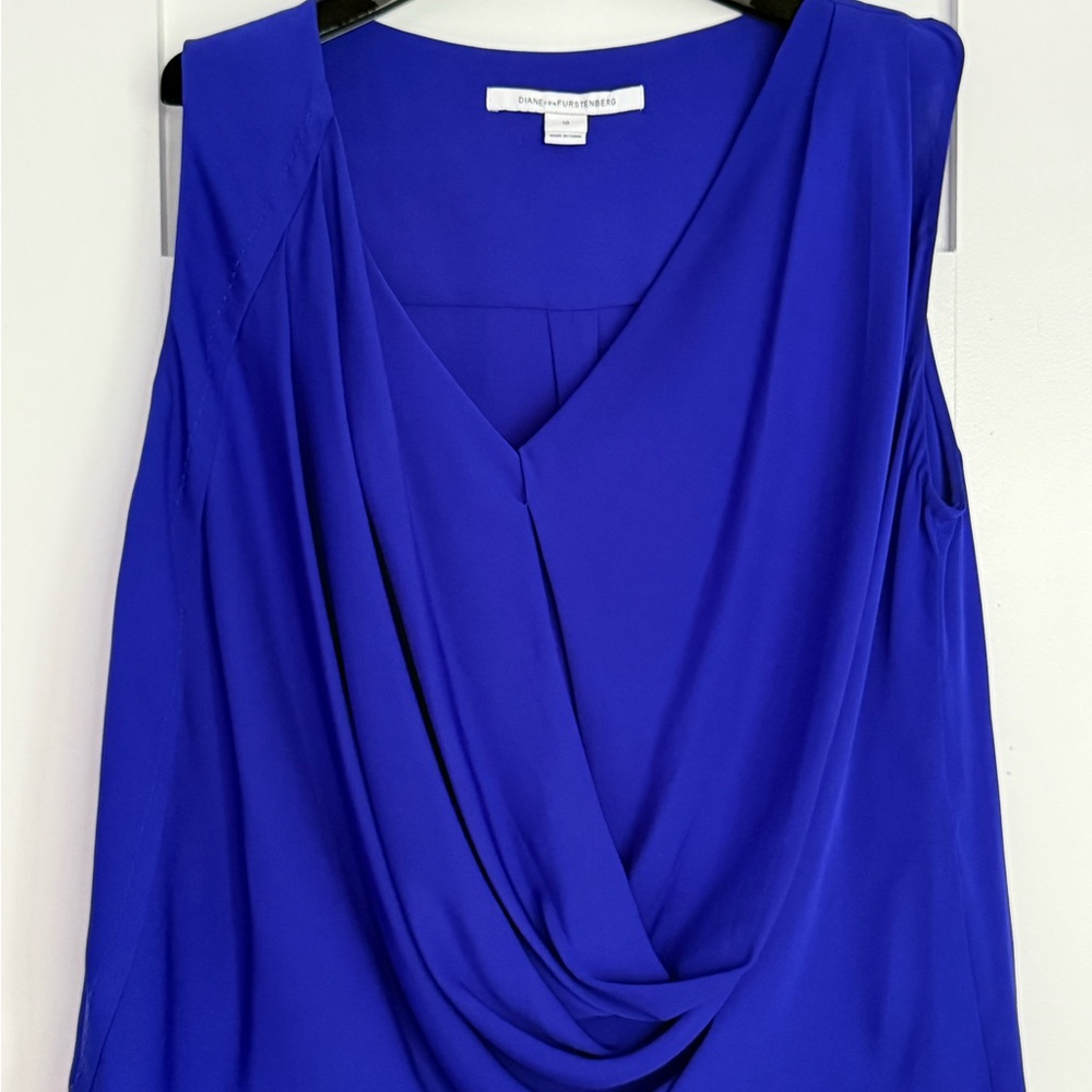 Diane Von Furstenberg Royal Blue Draped Blouse